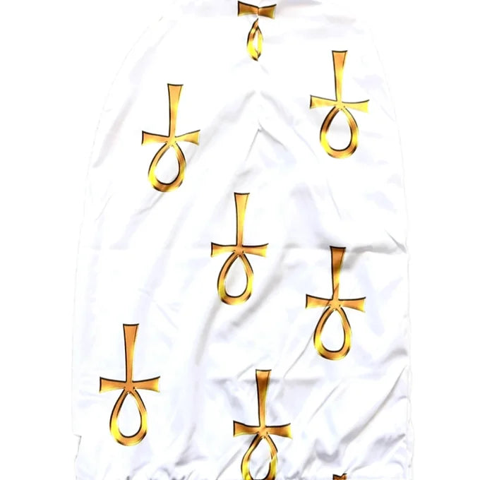White & Gold Ankh Loc Cap