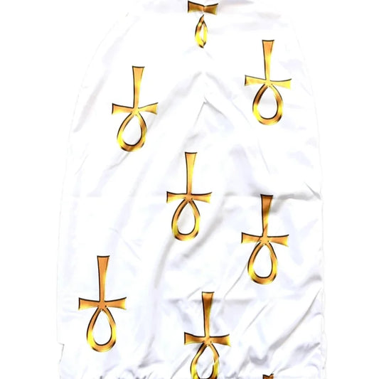 White & Gold Ankh Loc Cap
